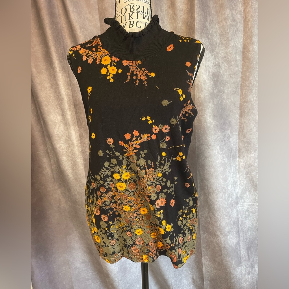 Daniel Rainn Black Ruffled Neck Top NWT Stitch Fix